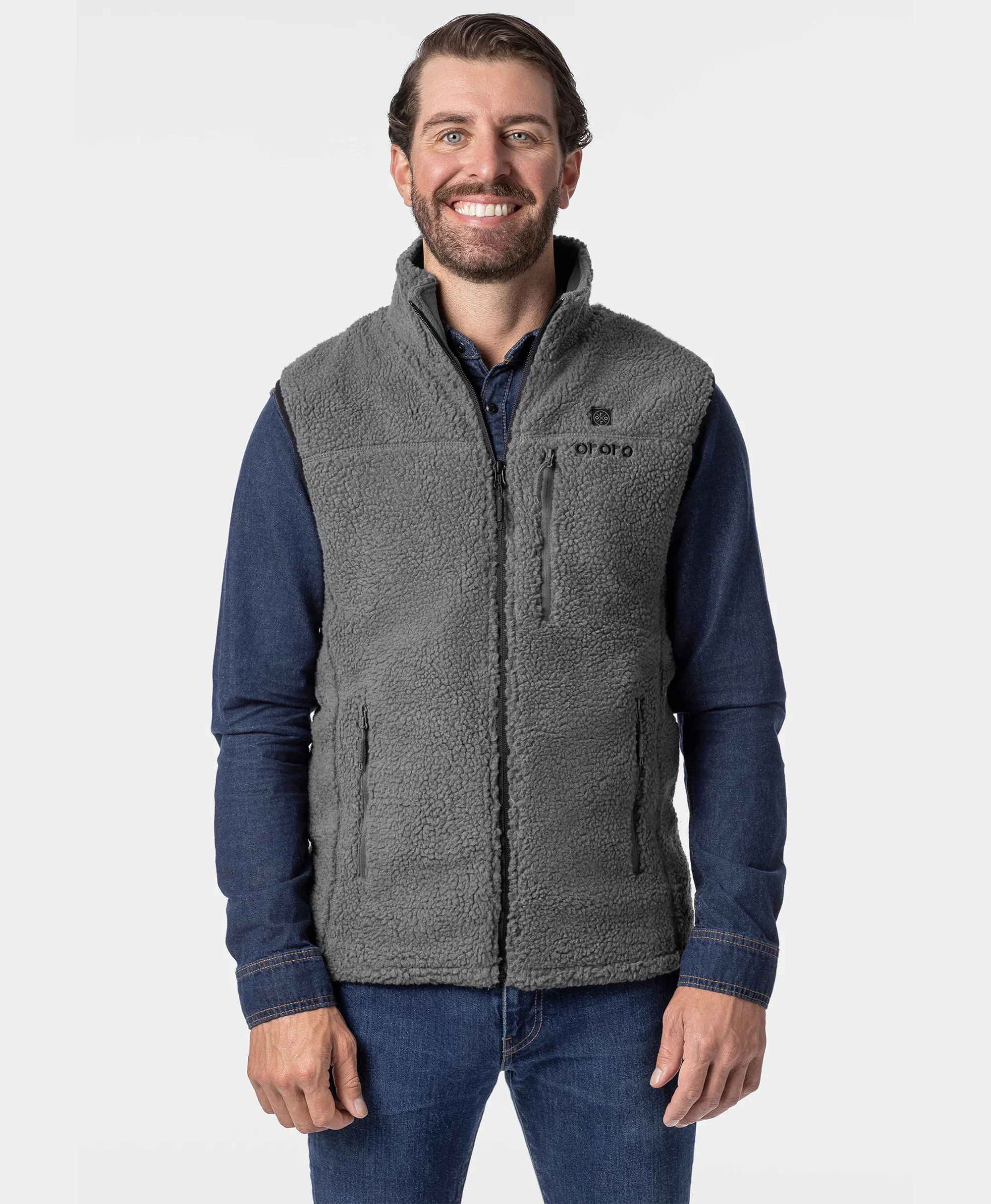 Men's Heated Recycled Fleece Vest - Gray (Final Sale)