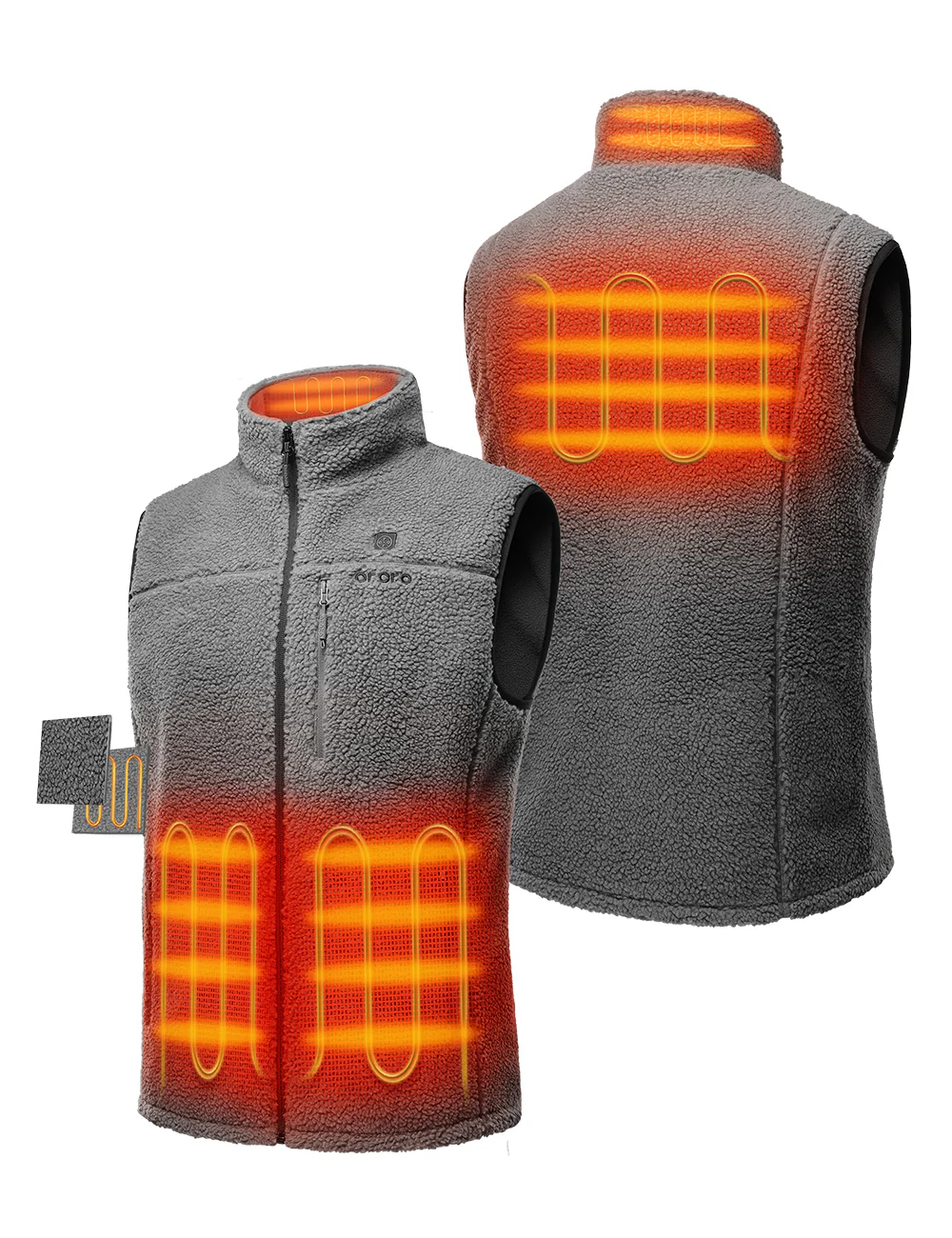 Men's Heated Recycled Fleece Vest - Gray (Final Sale) - Image 2