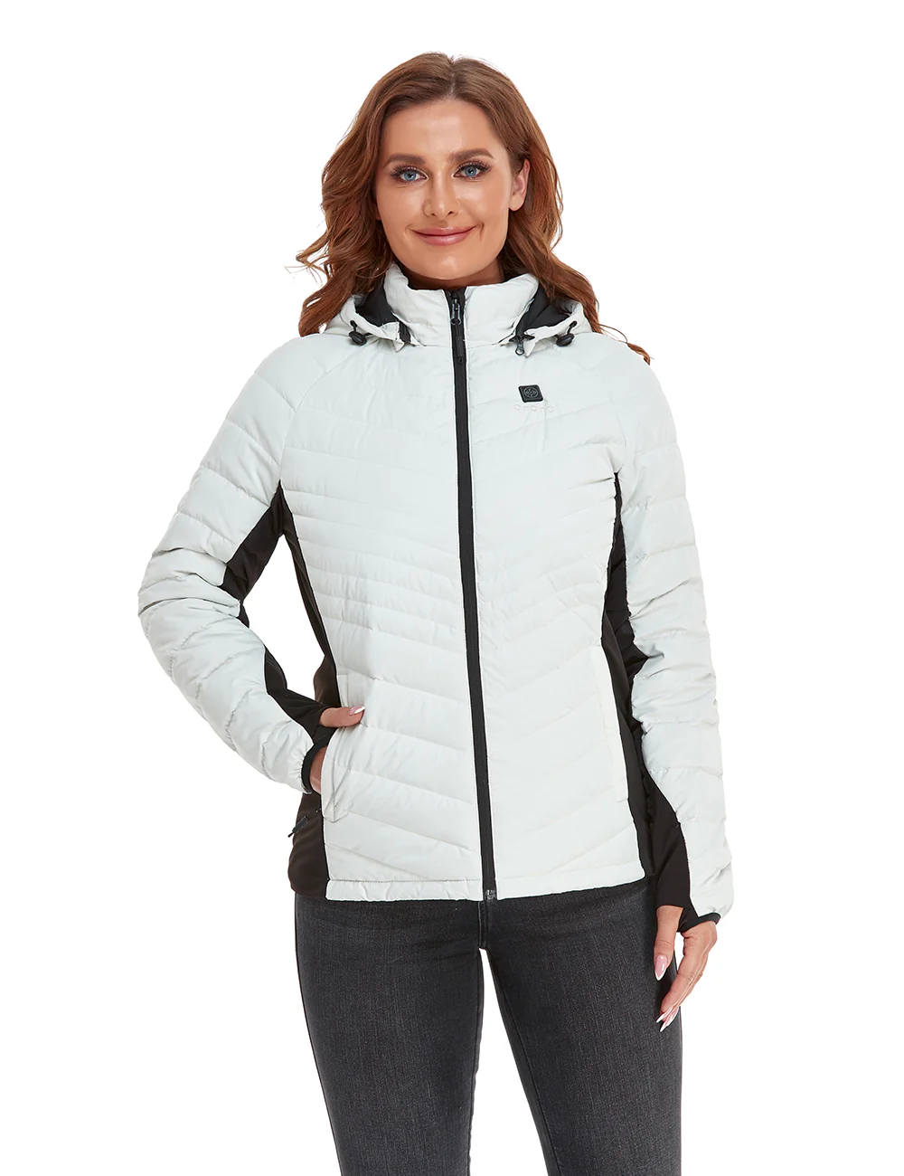 (Open-box) Women's Heated Down Jacket - Black/White (Battery Set Not Included) - Image 2