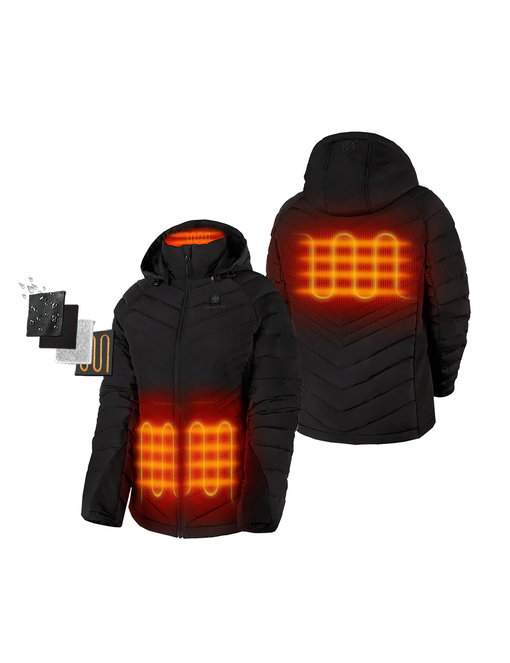 (Open-box) Women's Heated Down Jacket - Black/White (Battery Set Not Included) - Image 5